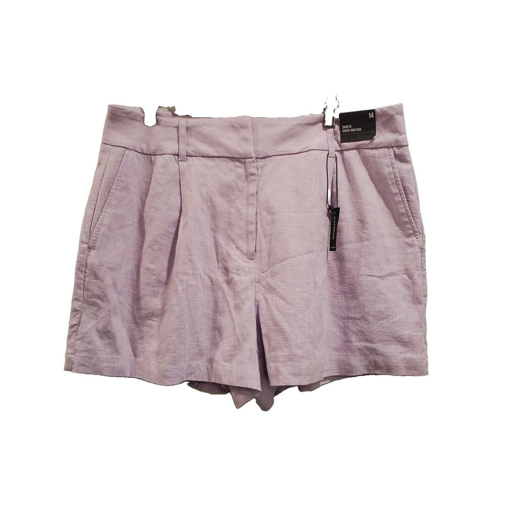 Express Womens Size 14 Purple Super High Rise Shortie Shorts NWT linen blend